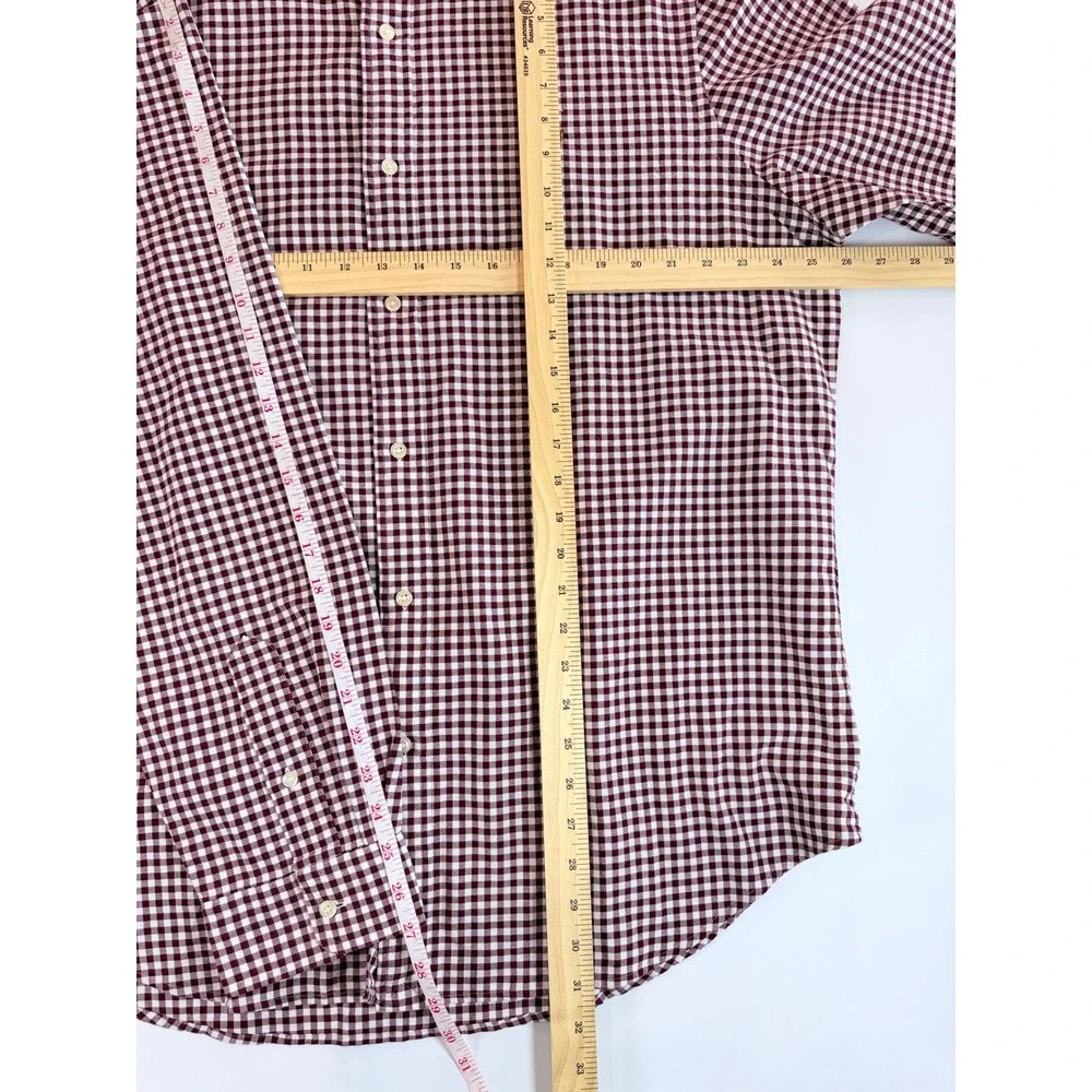 Polo Ralph Lauren Button‎ Down Mens XL Burgundy Gingham Classic Fit Long Sleeve